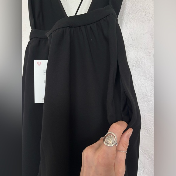 NWT Zara 50th Black Deep V Neck Spaghetti Strap Black Barrel Backless Jumpsuit - Picture 10 of 13